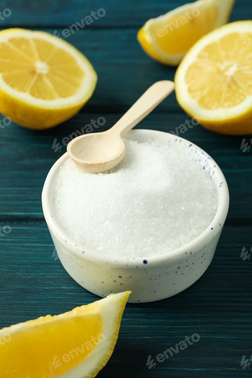 Preview: Concept of household cleaners with lemon acid