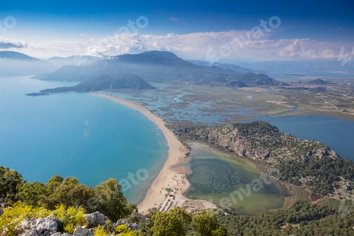 Preview: Iztuzu or Turtle beach aerial panoramic view near Dalyan. Turkey.