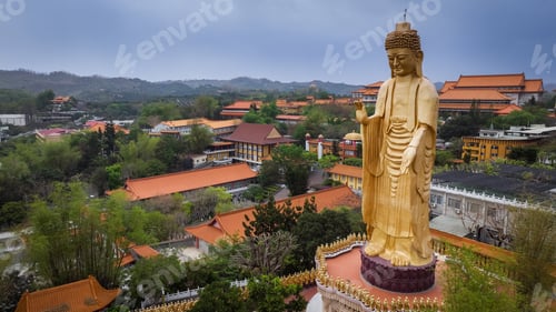 Preview: Buddha statue at Fo Guang Shan Buddha Complex with beautiful surroundings in Taiwan