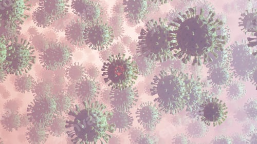 Preview: Coronavirus 2019-nCov novel coronavirus concept. Microscope virus close up.