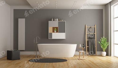 Preview: Minimalist white and gray bathroom