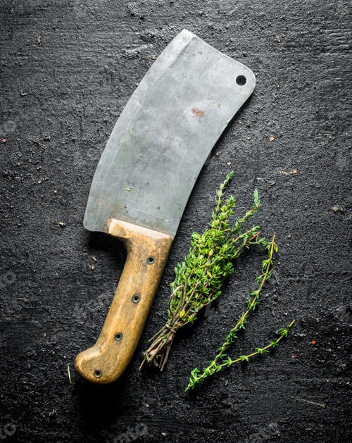 Preview: Thyme with a big knife.