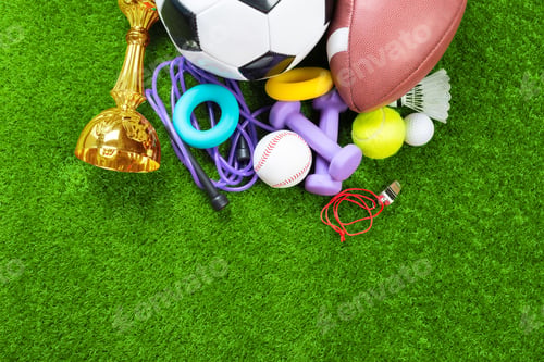 Preview: Various sport tools on grass