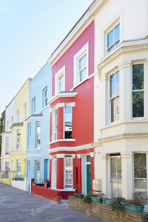 Preview: Typical colorful houses facades in London