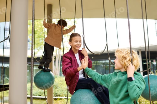 Preview: Joyful childhood moments during an autumn day at the playground