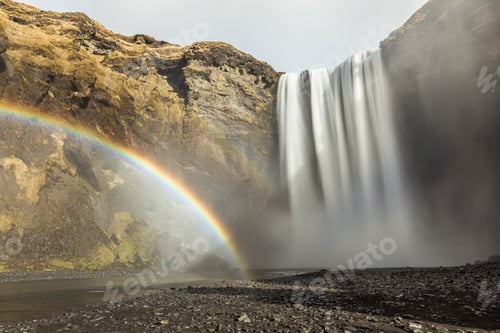 Preview: Skogafoss waterfall and rainbow in Iceland