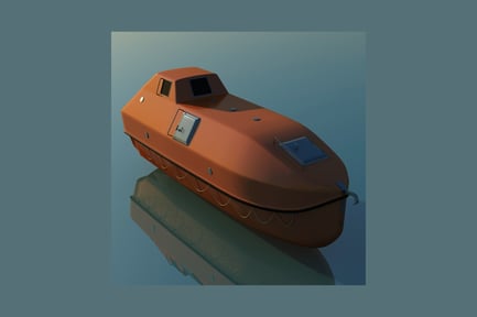 Preview: Rectangular boat with multiple windows and attached box