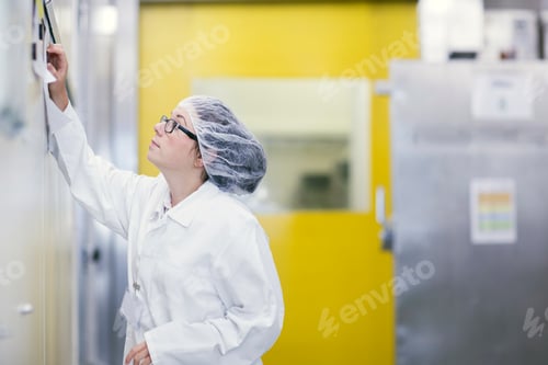 Preview: Woman reading paperwork pinned to wall