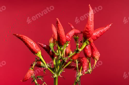 Preview: Red Chili Peppers on a red background