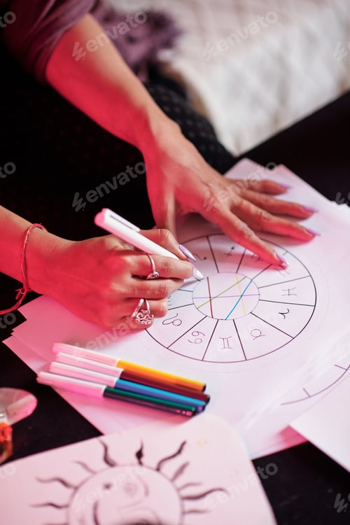 Preview: Astrologer Drawing Natal Card
