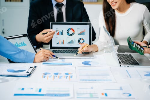Preview: Business documents on office table with smart phone and laptop