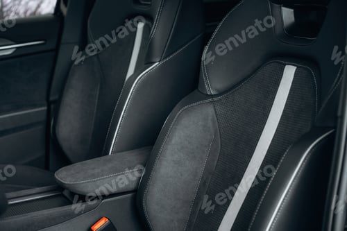 Preview: Soft seats. Detailed close up view of modern car interior