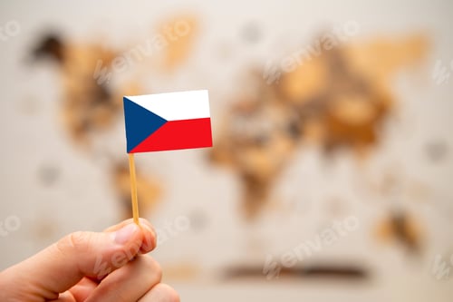 Preview: Czech Republic Flag Against A Blurry World Map