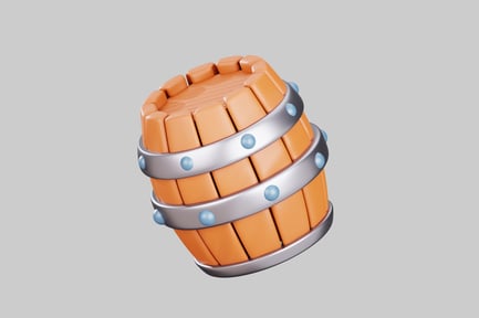 Preview: Wooden barrel with metal straps