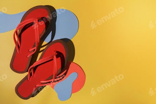 Preview: Bright Red Flip Flops on a Sunny Backdrop