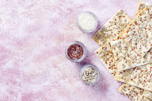 Preview: Healthy fresh baked gluten free crackers with seeds.