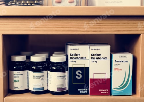 Preview: Group of medicine drugs stock