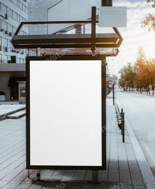 Preview: Blank billboard on a bus stop