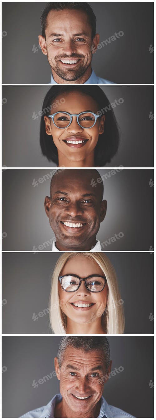 Preview: Group of diverse businessmen and businesswomen smiling confidently