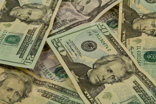 Preview: Closeup shot of 20 dollar bills for wallpaper and background