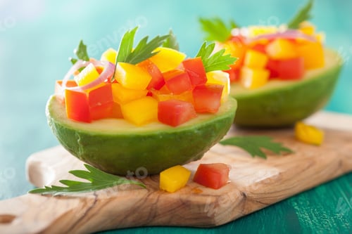Preview: avocados stuffed with tomato pepper salad