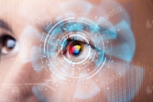 Preview: Future Woman With Cyber Technology Eye Panel Concept