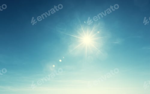 Preview: Bright Sun Shining in Blue Sky Background