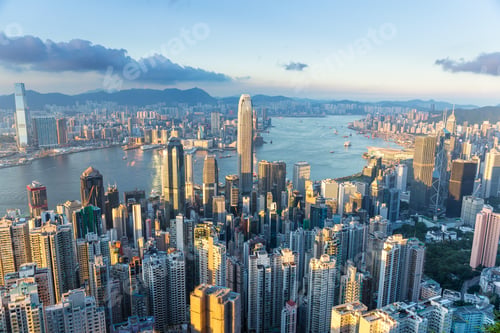 Preview: Hong Kong city with sunset