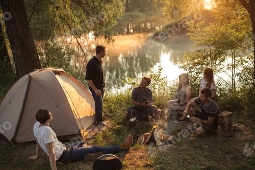 Preview: a group of tourists are spending great time in the picturesque place