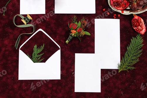 Preview: Wedding winter printing on a red background.