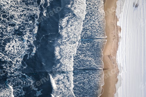 Preview: Aerial view of nature. Baltic sea and beach at winter.