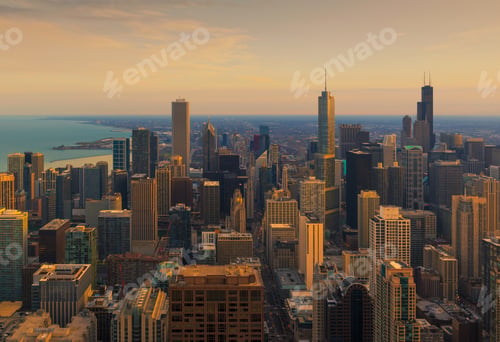 Preview: Buildings in downtown urban city skyline. United States or USA