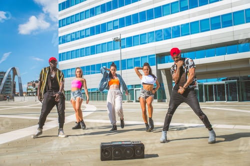 Preview: Hip hop crew dancing outdoors