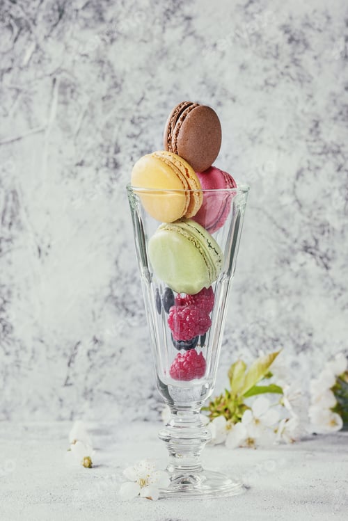 Preview: Variety of french dessert macaroons