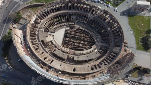 Preview: Aerial view of the famous Colosseum on a beautiful sunny day in Rome, Italy