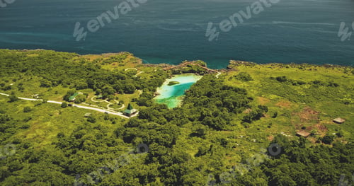 Preview: Indonesia landmark of limpid lake of Weekuri at Sumba Island, Philippines. Tropic resort at loch