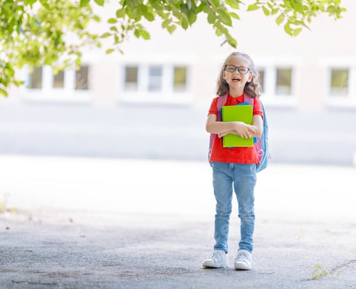 Preview: Pupil of primary school with backpack