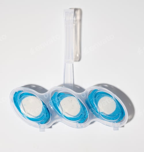 Preview: Blue refreshing antibacterial balls in plastic packaging for the toilet