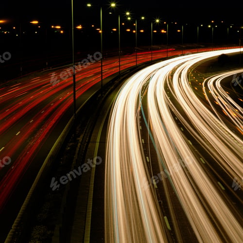 Preview: Head and tail-lights on motorway