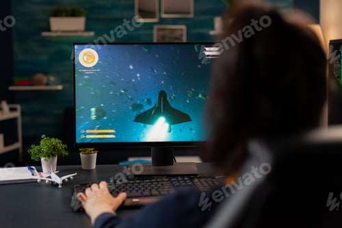 Preview: Digital gamer playing esport games for virtual tourtament
