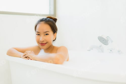 Preview: Portrait beautiful young asian woman take a bathtub in bathroom