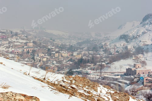 Preview: Sille is a neighborhood of Konya province. Sille and Hagia Elena Church on a snowy day. Turkey.