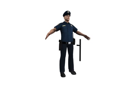 Preview: Police officer with extended arms in uniform