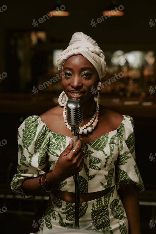 Preview: Young Female Singer With Microphone
