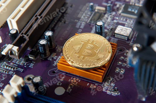 Preview: Gold Bitcoin electronic computer processor board