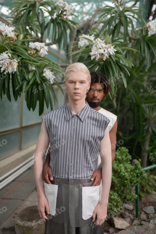 Preview: Man wearing unusual jacket standing in front of his friend