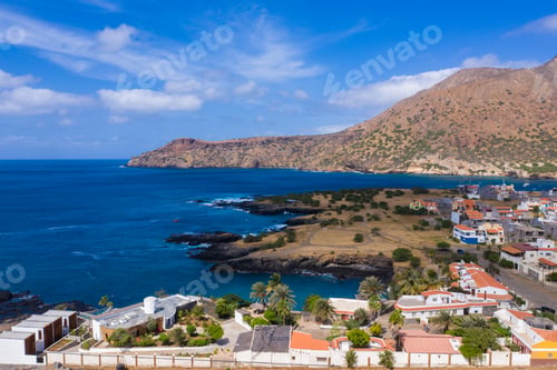 Preview: Aerial view of Tarrafal coast (ponta de atum) in Santiago island in Cape Verde - Cabo Verde
