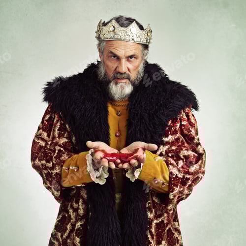 Preview: The king is dead Long live...ME. Shot of a mature king with blood on his hands.