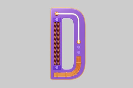 Preview: Mechanical letter d purple gold
