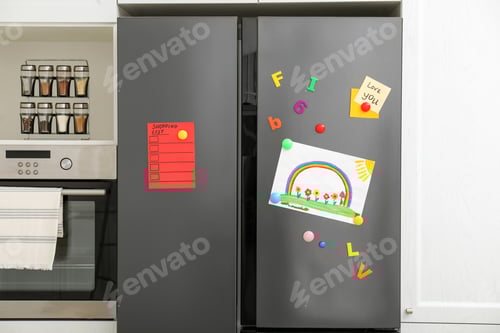 Preview: Kitchen Refrigerator with Magnets, Child's Artwork